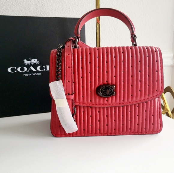 Coach Bags Coach Parker Top Handle Red Quilted Crossbody Poshmark